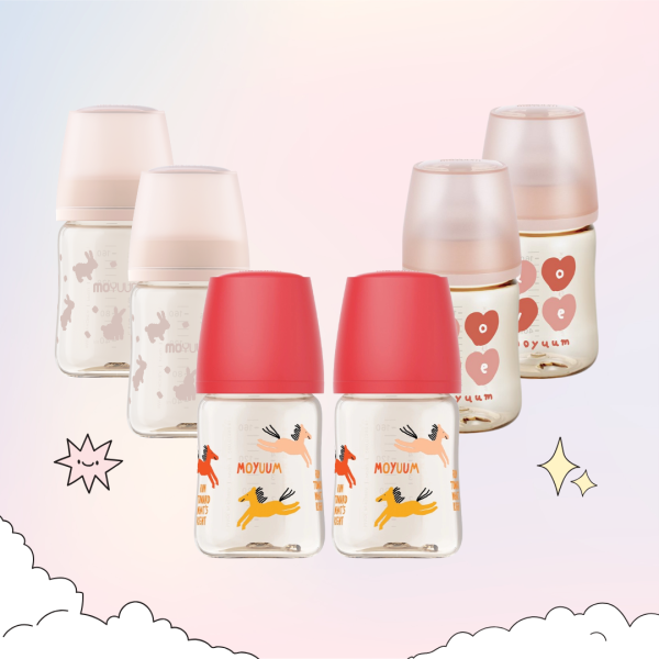 ขวดนมเด็ก Gen3 PPSU โมยูม ALL IN ONE ขนาด 170ML (คละลาย) 1 เซ็ต 6ลาย 6ขวด พร้อมจุก stage 1 สำหรับ 0-3 เดือน