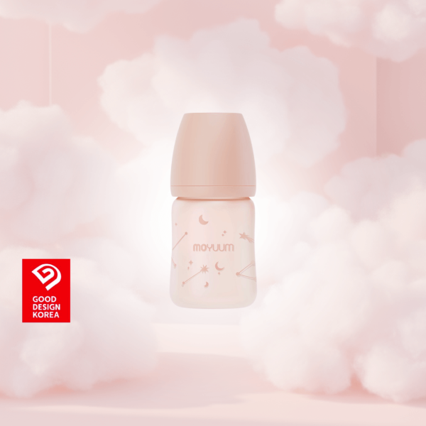 MOYUUM ขวดนมแก้วเคลือบซิลิโคน โมยูม ALL IN ONE ขนาด 150ML (ลาย Twinkle) พร้อมจุก Stage1 สำหรับ 0-3 เดือน