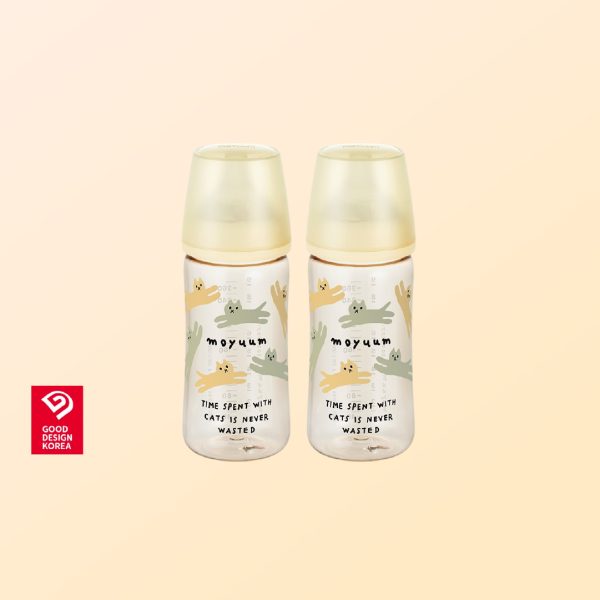 Gen3 ขวดนมเด็ก Premium PPSU โมยูม ALL IN ONE ขนาด 270ML (ลาย With Cat) พร้อมจุก Stage 2 สำหรับ 3-6 เดือน เซ็ต 2 ชิ้น