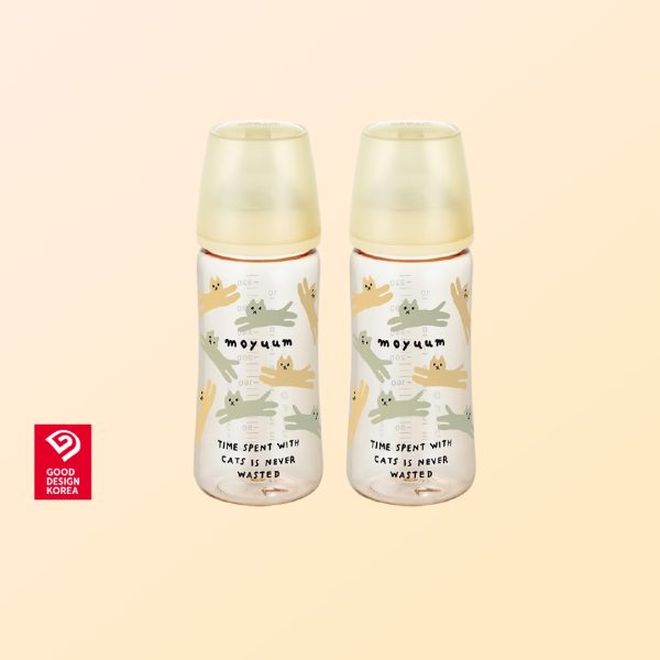 Gen3 ขวดนมเด็ก Premium PPSU โมยูม ALL IN ONE ขนาด 330ML (ลาย With Cat) พร้อมจุก Stage3 สำหรับ 6-8 เดือน เซ็ต 2 ชิ้น