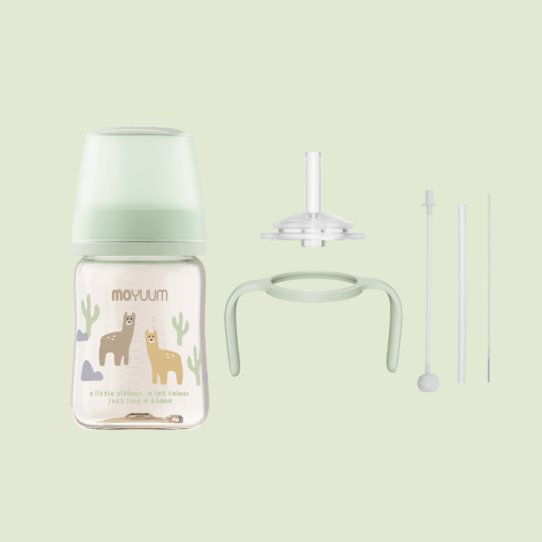 Gen3 ขวดนมเด็ก + มือจับ Premium PPSU โมยูม ALL IN ONE ขนาด 170ML (ลาย Slow Llama) พร้อมจุก stage 1 สำหรับ 0-3 เดือน