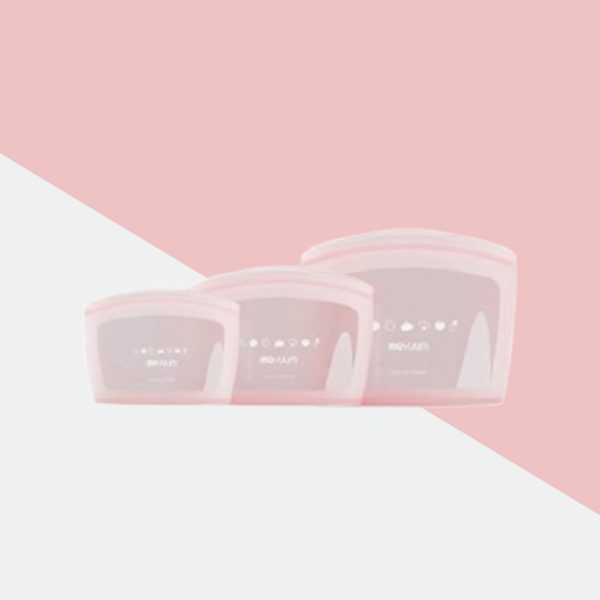 Moyuum ถุงซิปซิลิโคนตั้งได้ Standing Silicone Zipper Bag (เซ็ต 3 ชิ้น) สี Pink