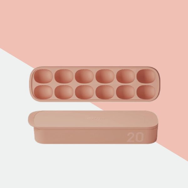 ซิลิโคนใส่อาหารรูปไข่ Double – Sealed Silicone Multi Cube สี ดินเผา (12ช่อง)