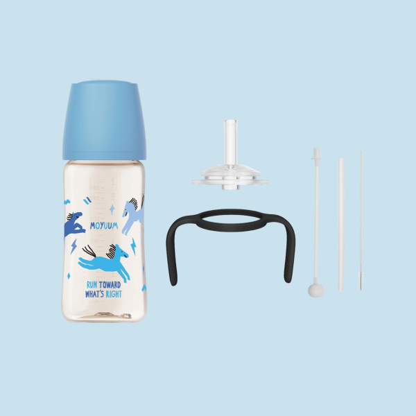 Gen3 ขวดนมเด็ก Premium PPSU โมยูม ALL IN ONE ขนาด 270ML ขวดนม+มือจับ (ลาย Dream Pony) พร้อมจุก Stage2 สำหรับ 3-6 เดือน สี Blue