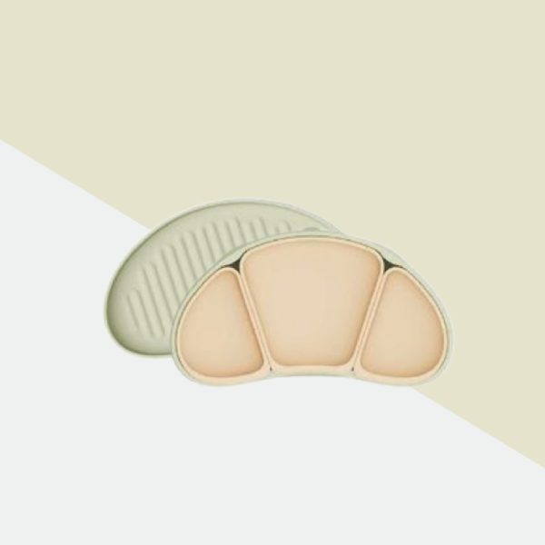 จานซิลิโคนรูปครัวซอง Silicone Divider Suction Plate สี Pistachio