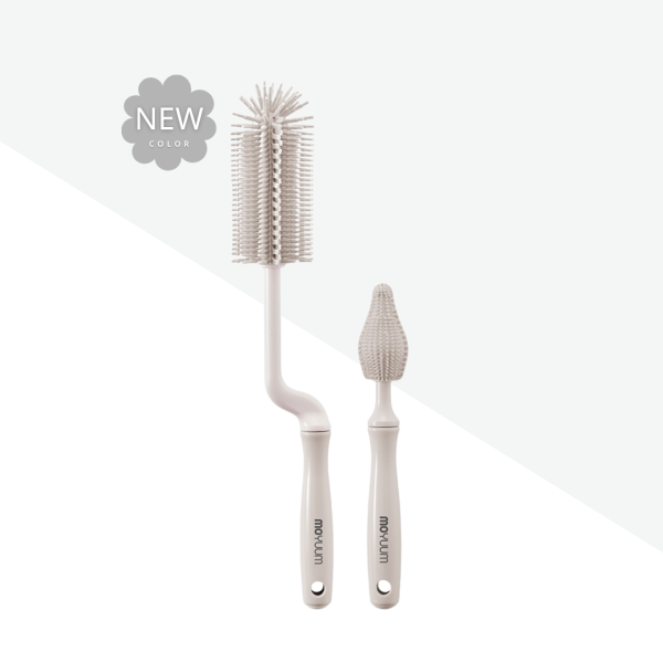 ผลิตภัณฑ์แปรงซิลิโคนล้างขวดนมและจุกนม เซต 2 ชนิด สี Snow White